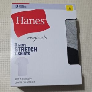 NWT 3 Hanes Originals Men's Stretch T-Shirts in Gray and Black Large